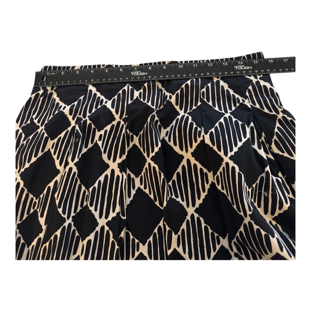 Talbots Womens Black White Geometric Diamond Print Pleated A Line Skirt Size 6 - Picture 5 of 6